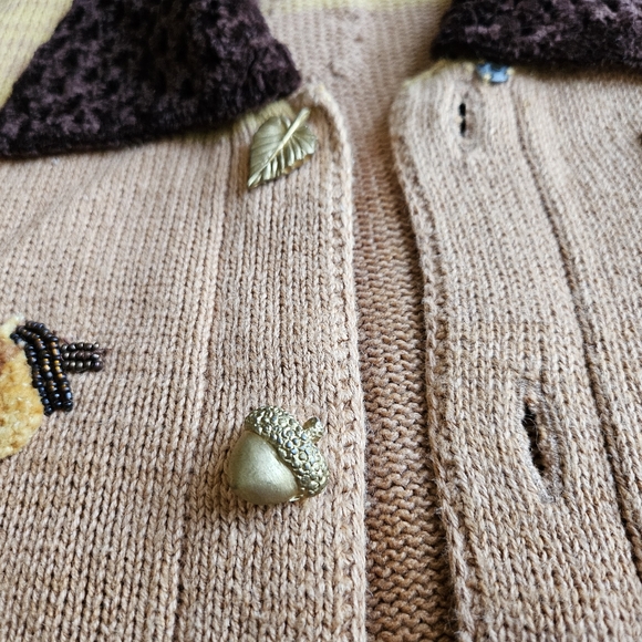 Autumn Leaf Knit &  Embroidered Cardigan - Picture 4 of 12